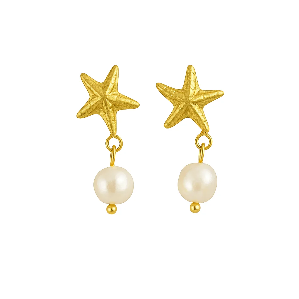 COMPRAR PENDIENTES MUJER PERLAS ESTRELLAS RESISTENTES AL AGUA ELEGANTES