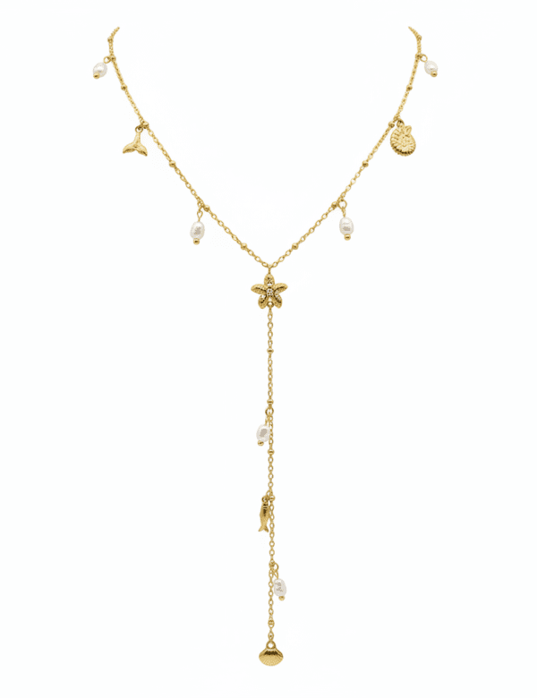 COMPRAR COLLAR DE ACERO INOXIDABLE CON ESTRELLA TORTUGA PERLAS