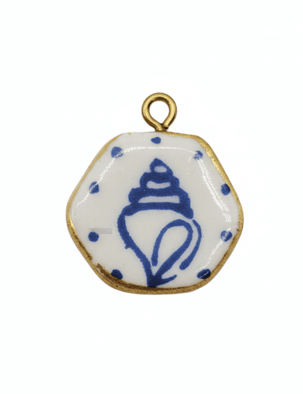 COMPRAR CHARM CERAMICA BLANCO Y AZUL CONCHA MARINA