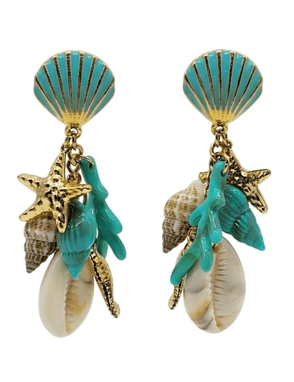 COMPRAR PENDIENTES CONCHAS turquesa MUJER VERANO MEDITERRANEO PLAYA MAR WATERPROOF