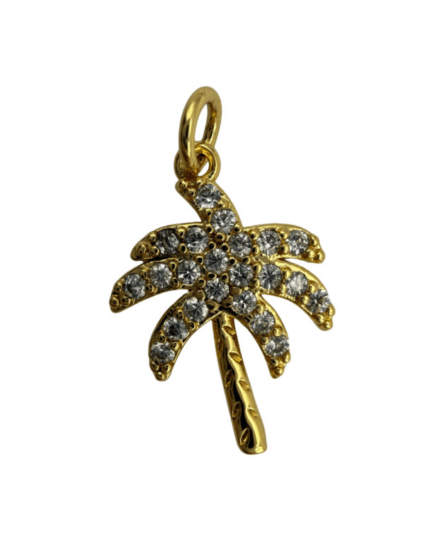 comprar colgante palmera oro, dije palmera circonitas, joyas de verano para mujer, colgante tropical de lujo, colgante palmera acero inoxidable circonitas, collar palmera estilo caribeño, colgante playa elegante, dije palmera para cadena, joyería minimalista de verano, accesorio de vacaciones chic, regalo temático de playa, colgante de palmera con brillo, charm palmera