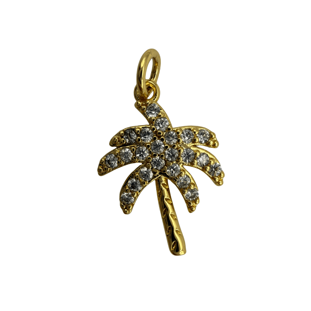 comprar colgante palmera oro, dije palmera circonitas, joyas de verano para mujer, colgante tropical de lujo, colgante palmera acero inoxidable circonitas, collar palmera estilo caribeño, colgante playa elegante, dije palmera para cadena, joyería minimalista de verano, accesorio de vacaciones chic, regalo temático de playa, colgante de palmera con brillo, charm palmera