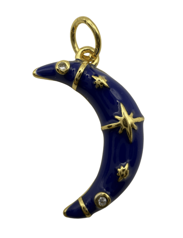 BUY Crescent moon charm, celestial jewelry, navy blue moon pendant, star and moon jewelry. Navy enamel crescent moon, gold star moon pendant with crystals, celestial charm for necklace, midnight blue moon jewelry, dainty celestial gold charm. Mystical aesthetic, dark academia jewelry, starry night inspired, celestial chic, bohemian luxe.