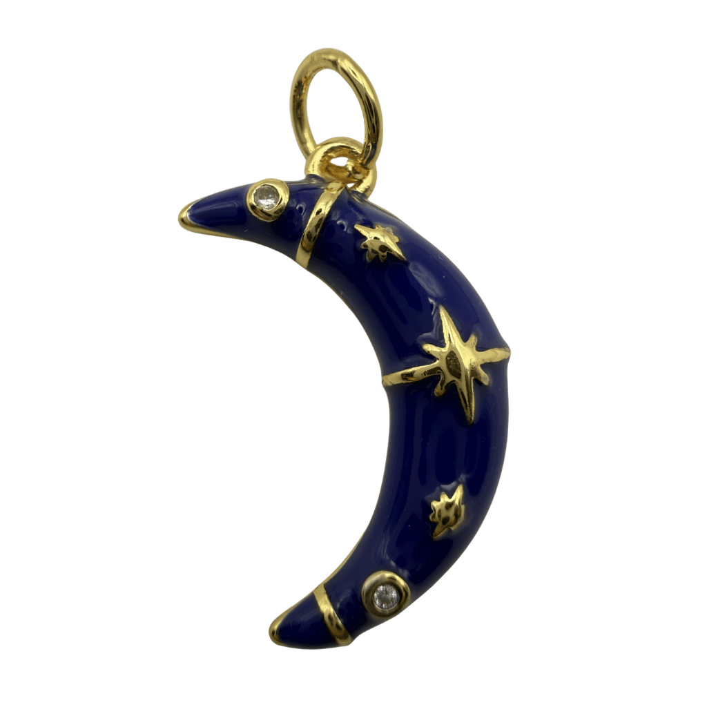 BUY Crescent moon charm, celestial jewelry, navy blue moon pendant, star and moon jewelry. Navy enamel crescent moon, gold star moon pendant with crystals, celestial charm for necklace, midnight blue moon jewelry, dainty celestial gold charm. Mystical aesthetic, dark academia jewelry, starry night inspired, celestial chic, bohemian luxe.